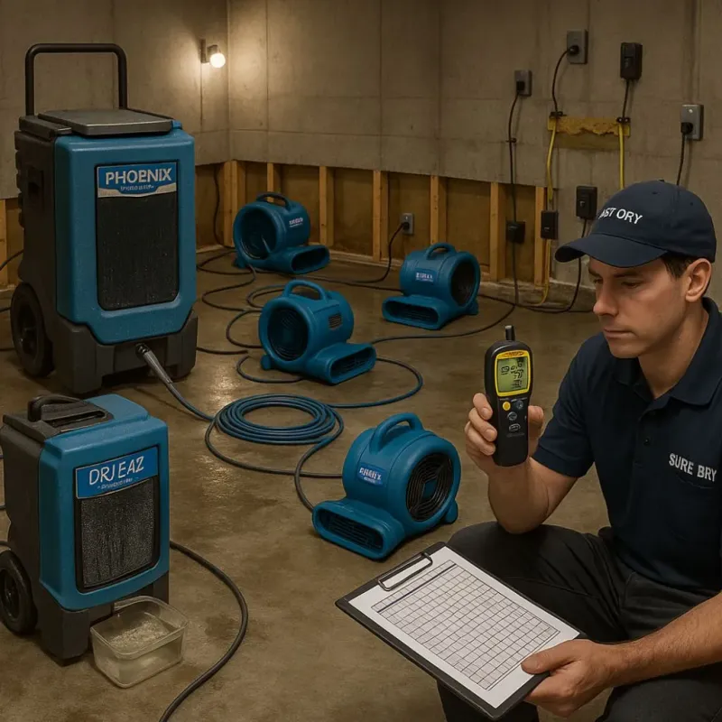 Structural Drying and Dehumidification process in Rogers City, MI